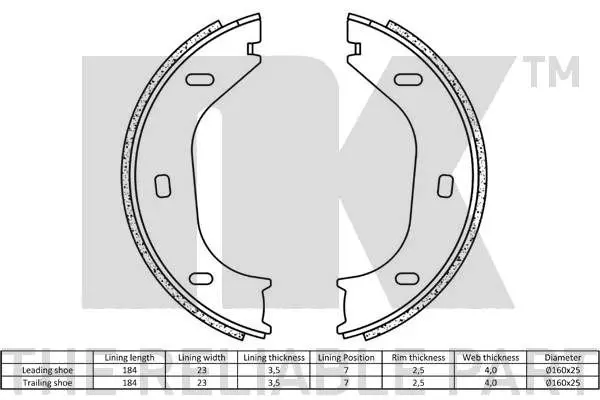 Handler.Part Brake shoe set, parking brake NK 2715290 2