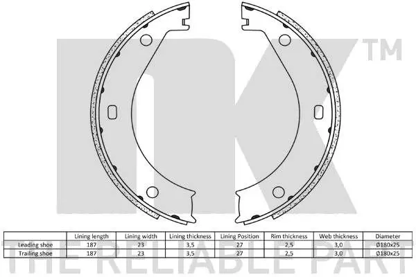 Handler.Part Brake shoe set, parking brake NK 2715415 2