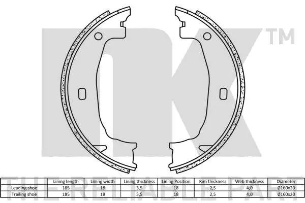 Handler.Part Brake shoe set, parking brake NK 2715662 2