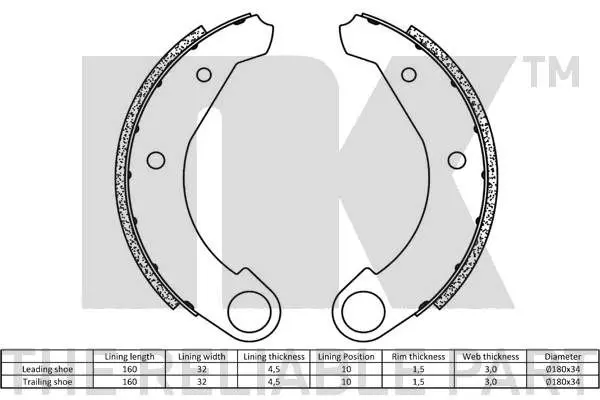 Handler.Part Brake shoe set NK 2719262 2