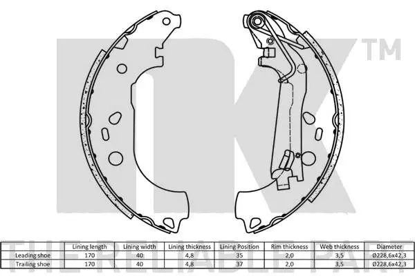 Handler.Part Brake shoe set NK 2719758 2