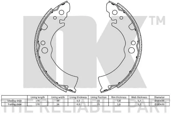 Handler.Part Brake shoe set NK 2722396 2