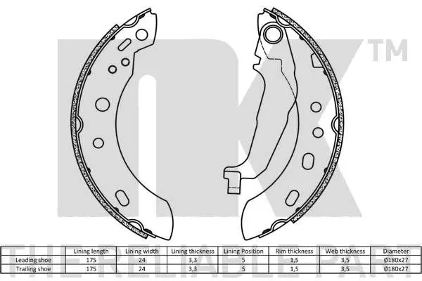 Handler.Part Brake shoe set NK 2722687 2