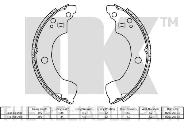 Handler.Part Brake shoe set NK 2722694 2