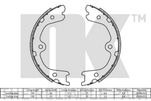 Handler.Part Brake shoe set, parking brake NK 2722798 2