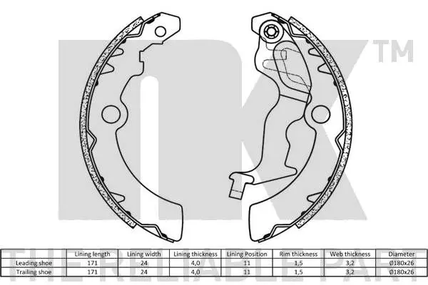 Handler.Part Brake shoe set NK 2722804 2