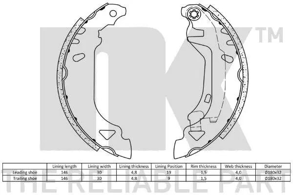 Handler.Part Brake shoe set NK 2723482 2