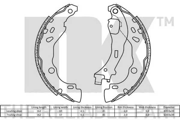 Handler.Part Brake shoe set NK 2723711 2