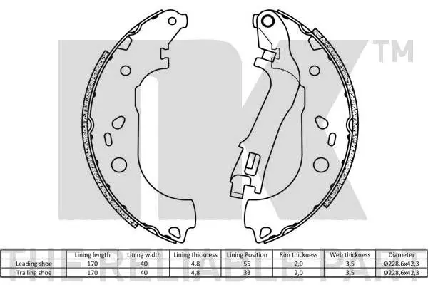 Handler.Part Brake shoe set NK 2723725 2