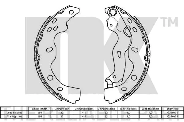 Handler.Part Brake shoe set NK 2723759 2