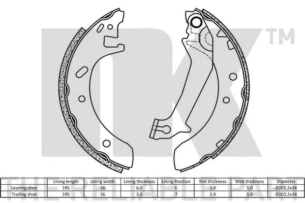 Handler.Part Brake shoe set NK 2725574 2