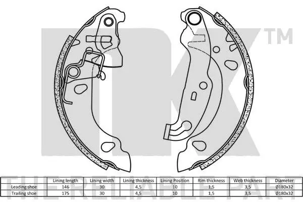 Handler.Part Brake shoe set NK 2725686 2