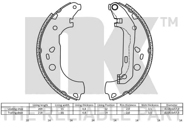 Handler.Part Brake shoe set NK 2725700 2