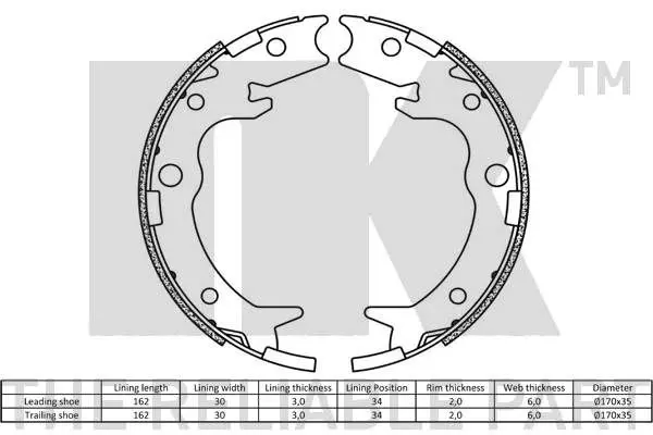 Handler.Part Brake shoe set, parking brake NK 2726650 2