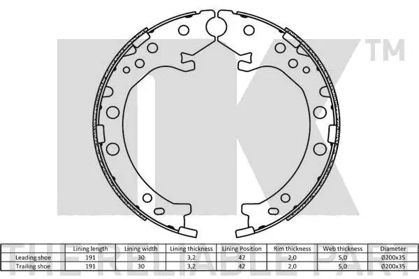 Handler.Part Brake shoe set, parking brake NK 2726803 2