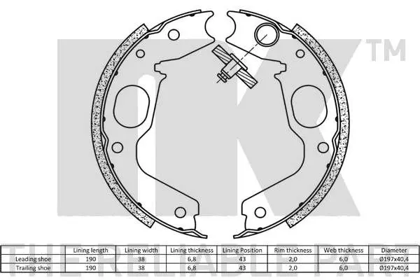 Handler.Part Brake shoe set, parking brake NK 2730645 2