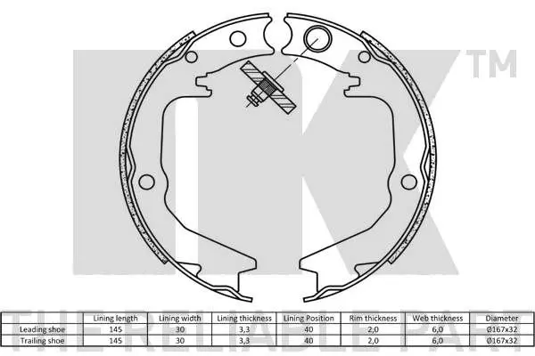 Handler.Part Brake shoe set, parking brake NK 2730674 2