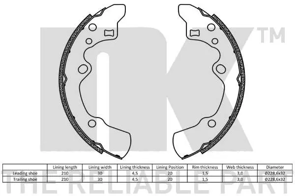 Handler.Part Brake shoe set NK 2732496 2