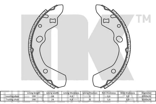 Handler.Part Brake shoe set NK 2732500 2