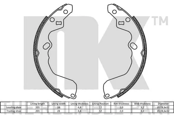 Handler.Part Brake shoe set NK 2732622 2