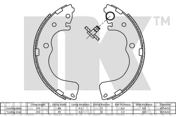 Handler.Part Brake shoe set, parking brake NK 2732661 2