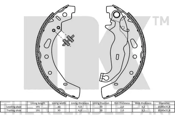 Handler.Part Brake shoe set NK 2732792 2