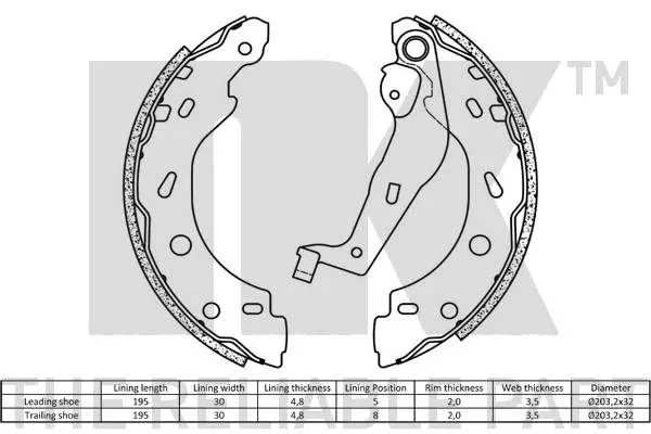 Handler.Part Brake shoe set NK 2733671 2