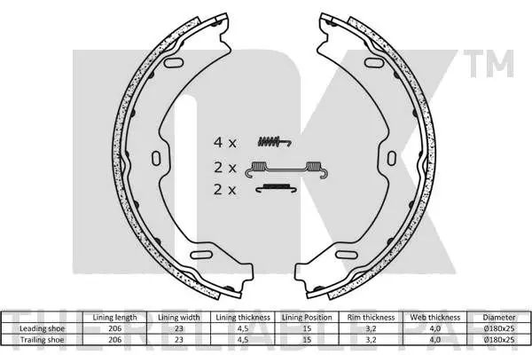 Handler.Part Brake shoe set, parking brake NK 2733765 2