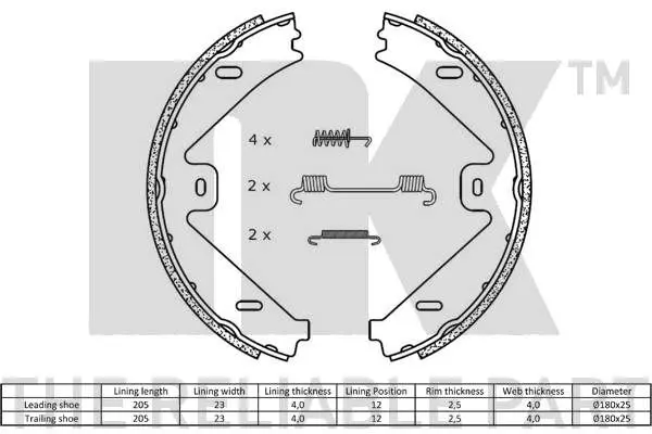 Handler.Part Brake shoe set, parking brake NK 2733802 2