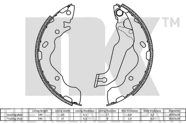 Handler.Part Brake shoe set NK 2734703 2