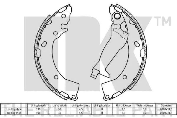 Handler.Part Brake shoe set NK 2734716 2