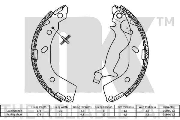 Handler.Part Brake shoe set NK 2734737 2