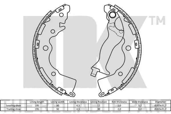 Handler.Part Brake shoe set NK 2734755 2