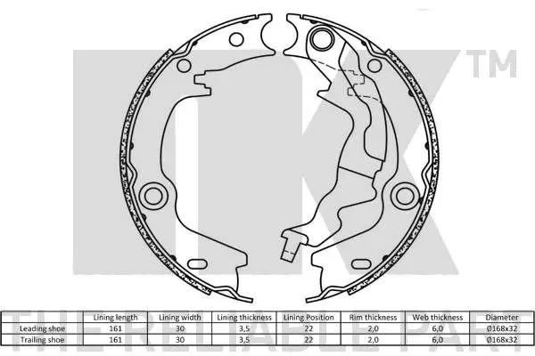 Handler.Part Brake shoe set, parking brake NK 2734784 2