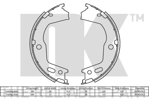 Handler.Part Brake shoe set, parking brake NK 2734851 2