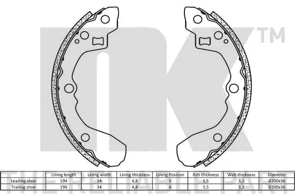 Handler.Part Brake shoe set NK 2735590 2