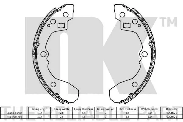 Handler.Part Brake shoe set NK 2735679 2