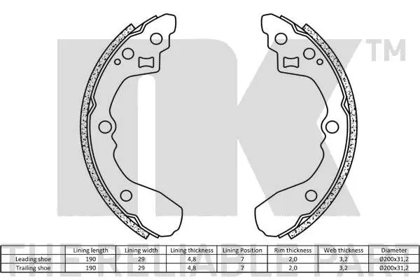 Handler.Part Brake shoe set NK 2735744 2