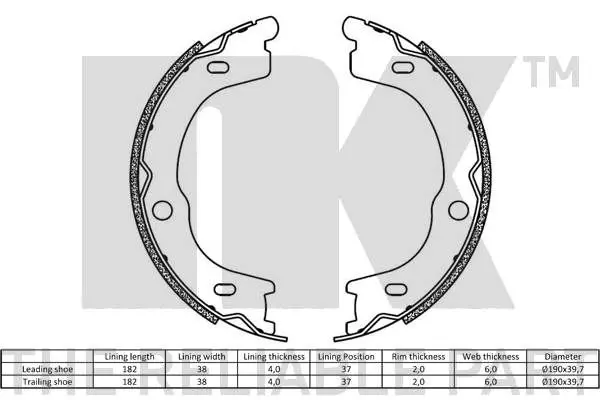 Handler.Part Brake shoe set, parking brake NK 2735791 2