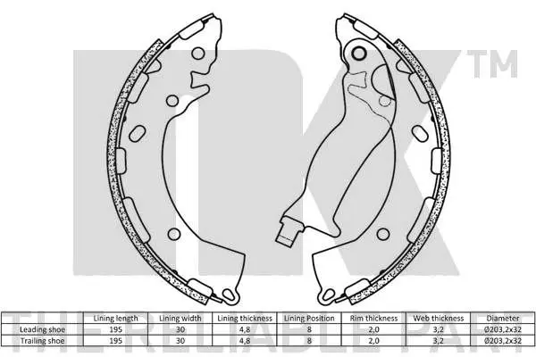 Handler.Part Brake shoe set NK 2735828 2