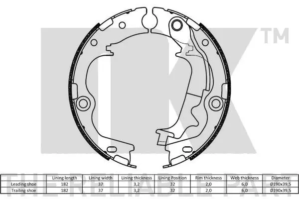 Handler.Part Brake shoe set, parking brake NK 2735832 2