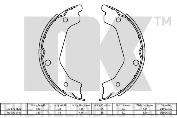 Handler.Part Brake shoe set, parking brake NK 2735854 2