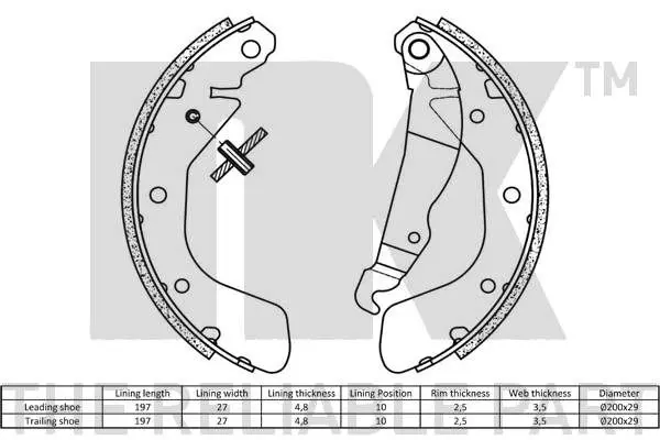 Handler.Part Brake shoe set NK 2736539 2