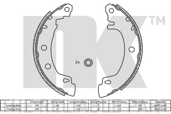 Handler.Part Brake shoe set NK 2739581 2