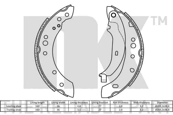 Handler.Part Brake shoe set NK 2739760 2