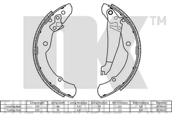 Handler.Part Brake shoe set NK 2743631 2