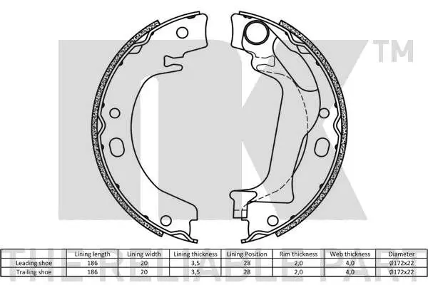 Handler.Part Brake shoe set, parking brake NK 2745748 2