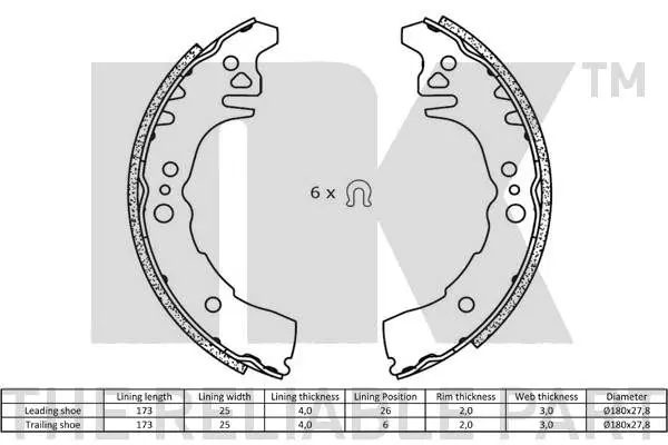 Handler.Part Brake shoe set NK 2745795 2