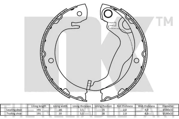 Handler.Part Brake shoe set, parking brake NK 2745809 2