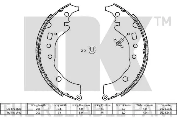 Handler.Part Brake shoe set NK 2745823 2